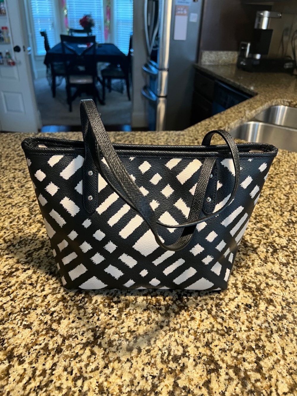 Coach Black and White Graphic Pattern Tote